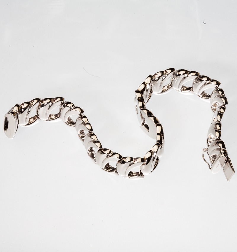 9ct White Gold “Ocean Wave” open link fancy bracelet